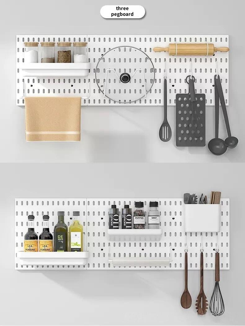 product thick punch free wall storage pegboard shelf for kitchen bedroom study office bathroom combination hanging peg board-35