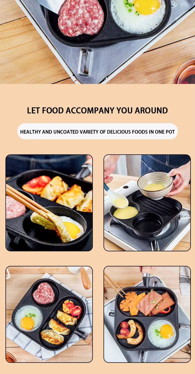 3-in-1 Multifunction Uncoated Cast Iron Non-stick Frying Pan for Breakfast Omelette & Steak Sausage Induction Cooker Gas Stove factory