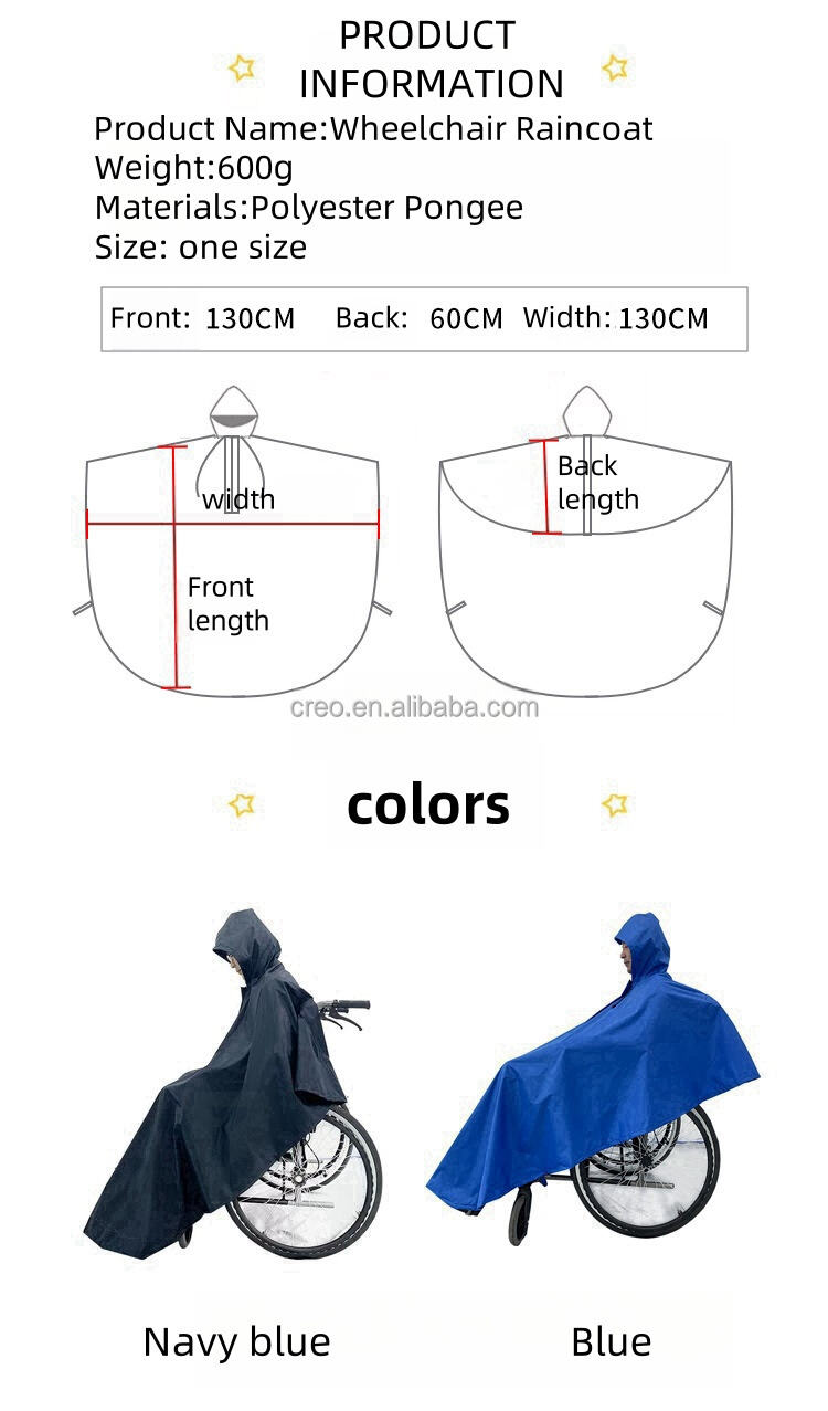 product waterproof wheelchair raincoat adults elderly outdoor lightweight breathable rainwears with reflective strip wheelchair ponchos-35