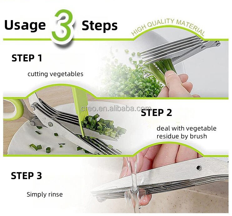 Modern Creative Stainless Steel Five-Layer Kitchen Scissors Herb Scissors Vegetable Cutter for Herbs Parsley Chilli Green Onions factory