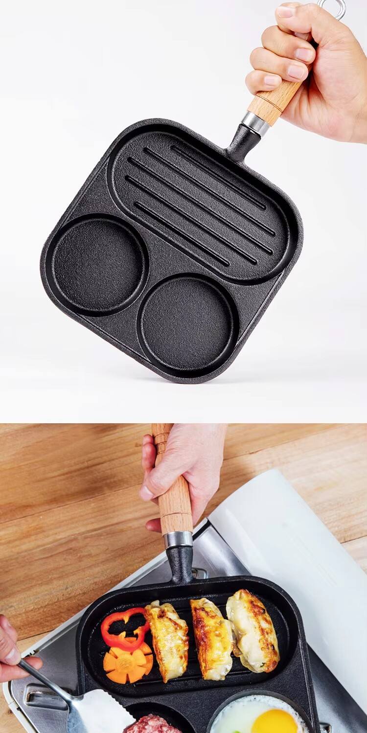 3-in-1 Multifunction Uncoated Cast Iron Non-stick Frying Pan for Breakfast Omelette & Steak Sausage Induction Cooker Gas Stove manufacture