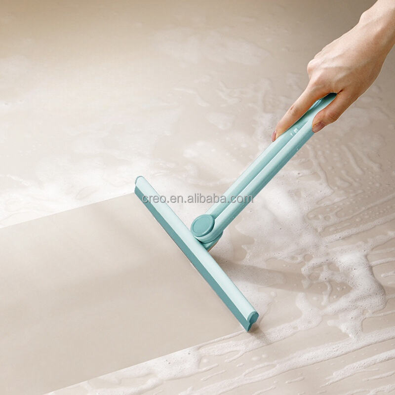 Upgraded 360 Degree Rotating Plastic Window Squeegee T-Shape Glass Wiper with Folding Storage TPR Long Handle supplier