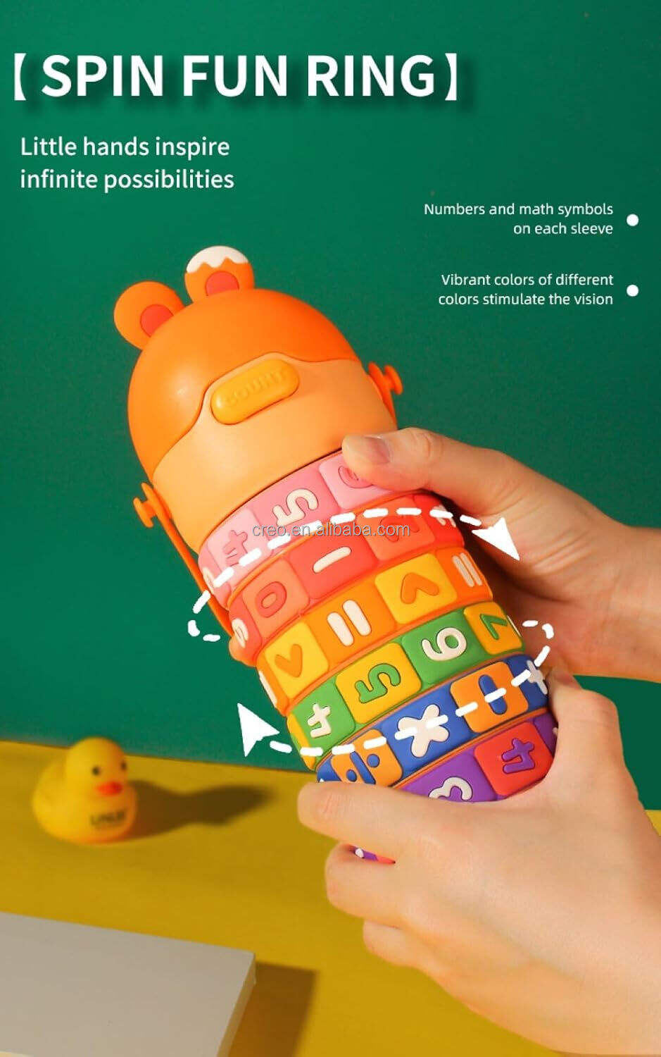 Creative Children Puzzle Insulated Cup Stainless Steel Straw Thermos Bottle with Spin Fun Arithmetic Enlightenment Rings details