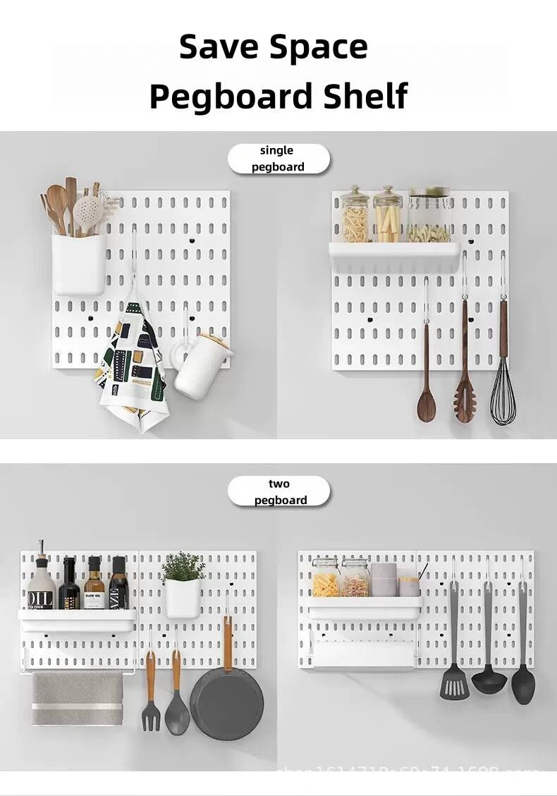 product thick punch free wall storage pegboard shelf for kitchen bedroom study office bathroom combination hanging peg board-34