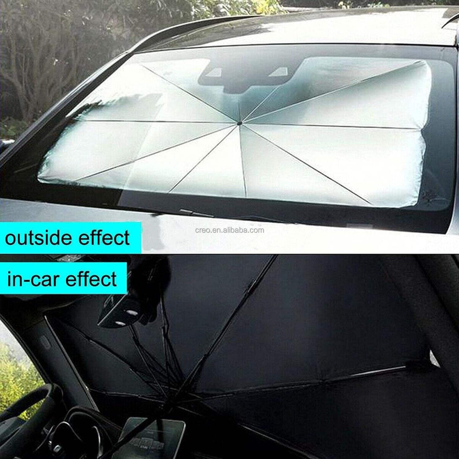 product hot selling car front windshield shades folding uv protection  heat insulation car sunshade umbrella anti ultraviolet parasol-35