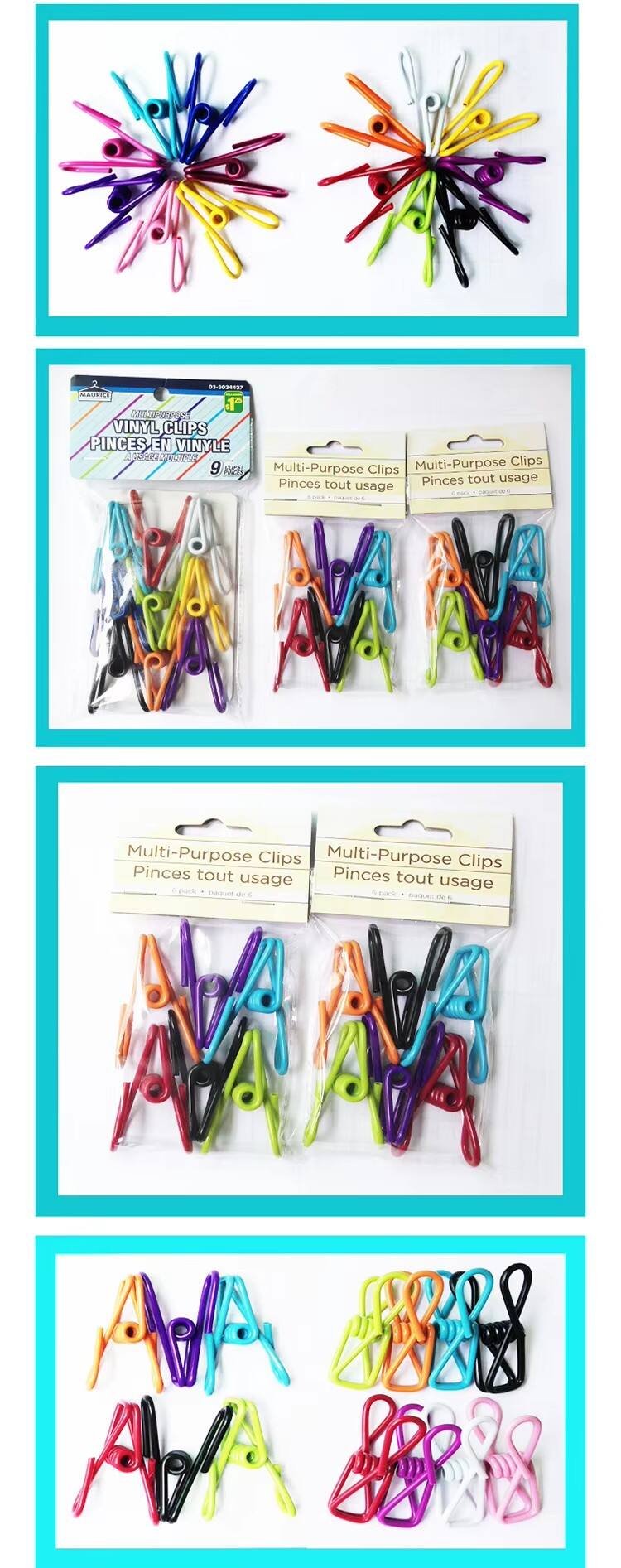 10 Pack Colored Clothespins Metal Clothes Drying Pegs Bag Clips for Sealing Food Bags Hanging Photos & Fixing Clothing factory