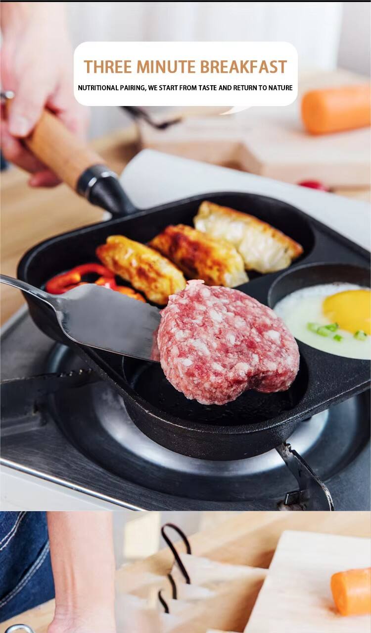 3-in-1 Multifunction Uncoated Cast Iron Non-stick Frying Pan for Breakfast Omelette & Steak Sausage Induction Cooker Gas Stove supplier