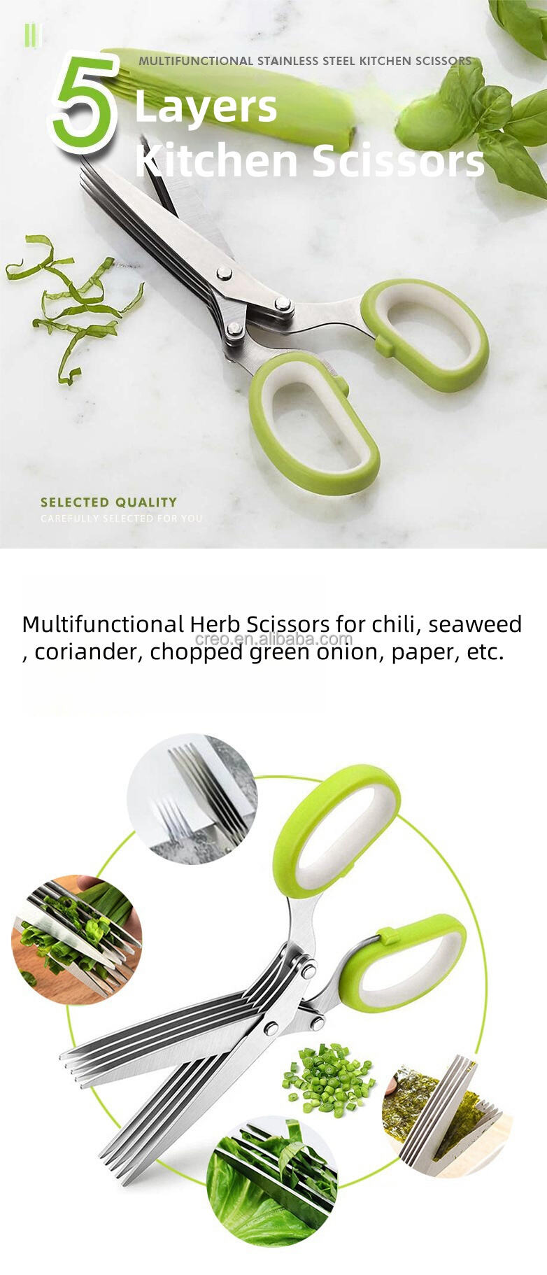 Modern Creative Stainless Steel Five-Layer Kitchen Scissors Herb Scissors Vegetable Cutter for Herbs Parsley Chilli Green Onions manufacture