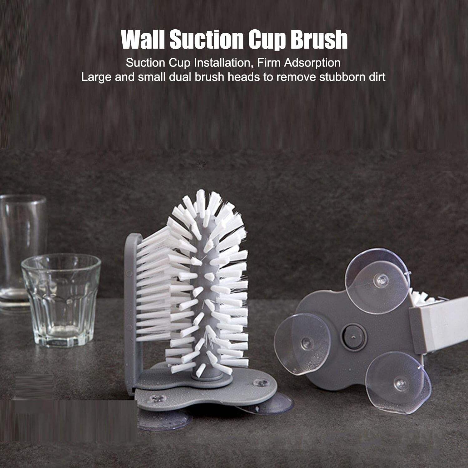 2-in-1 Suction-base Lazy Glass Brush Table/Wall Type Rotating Water Cup Brush for Cleaning Home Bar Beer Red Wine Cups supplier