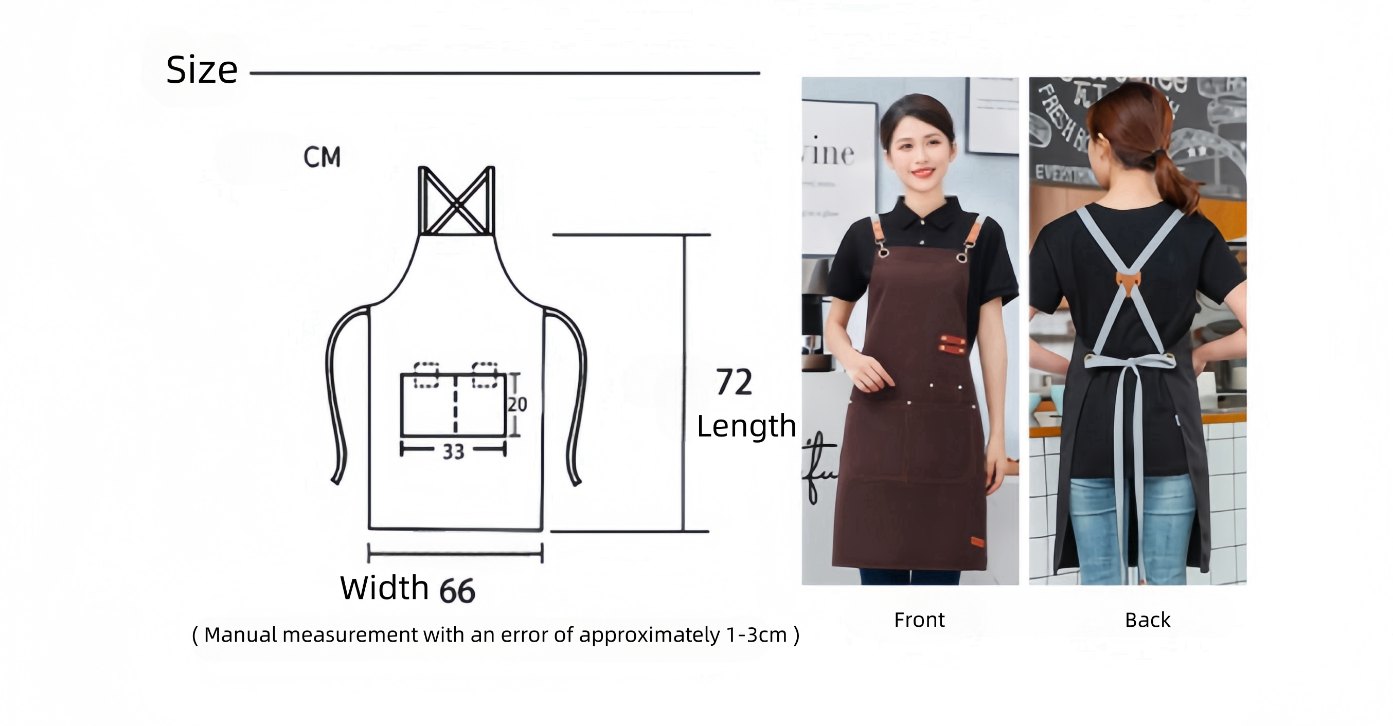 Wholesale Customized Waterproof Oil Resistant Kitchen Canvas Apron with Pockets for Restaurants Coffee Shops Garden BBQ Salons details