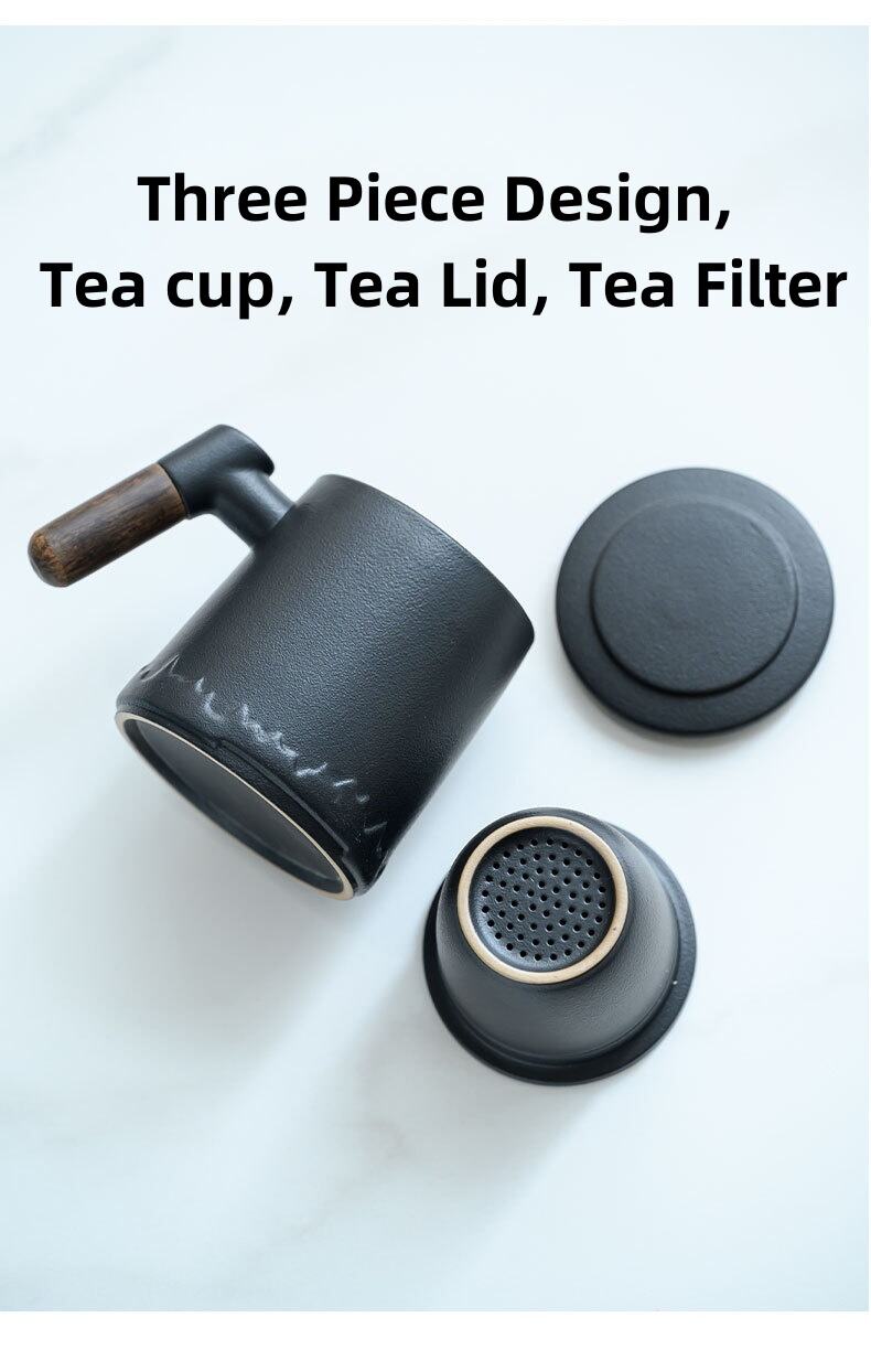 product custom business gifts tea cups wood handgrip ceramic mug set with lid tea infuser  tea can for office festival party presents-33