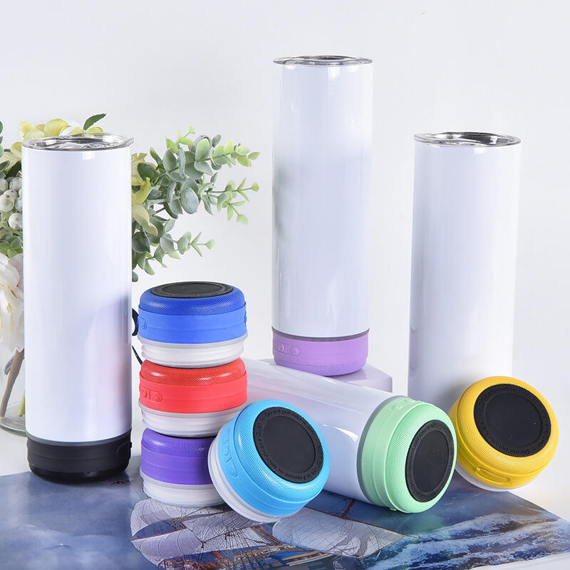 product usb charging bluetooth speaker cup stainless steel detachable sublimation vacuum flask music player thermoses bottle with lid-37