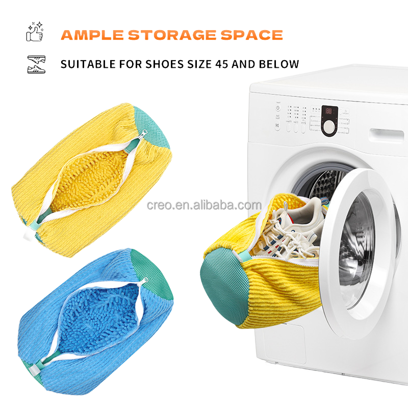 Durable Chenille Shoes Laundry Bag Sneakers Washing Bag with Zipper & Breathable Mesh for Washing Machine Use supplier