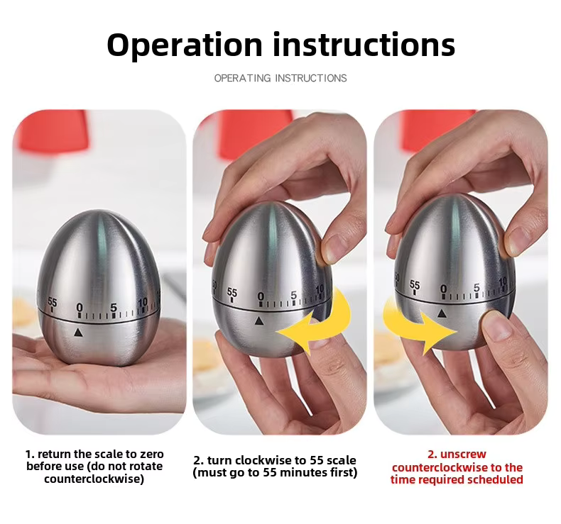 product creative egg shaped stainless steel kitchen timer mechanical rotation alarm for baking cooking time reminder countdown-32