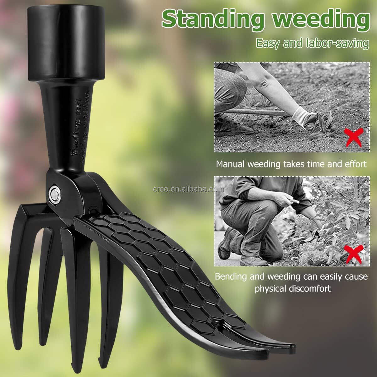 Stand Up Weed Pulling Tool Vertical Weeder With Foot Pedal & 4 Claws Steel Head Garden Hand Tools Grass Shovel for Weed Removal details