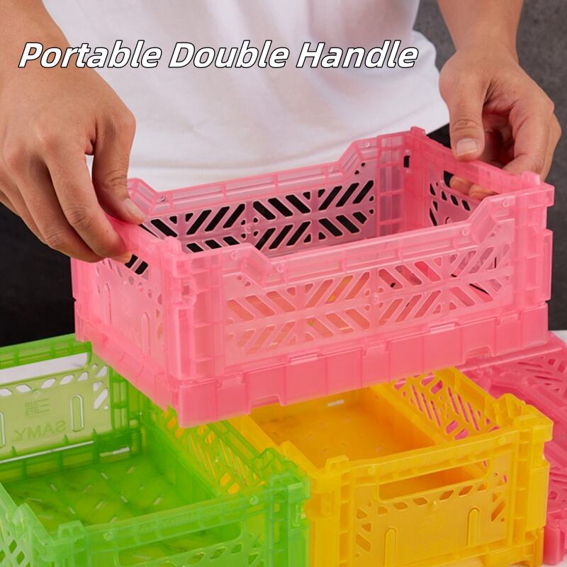 product custom desktop stackable basket pp plastic crate foldable storage bins for home office toys sundries organization-32