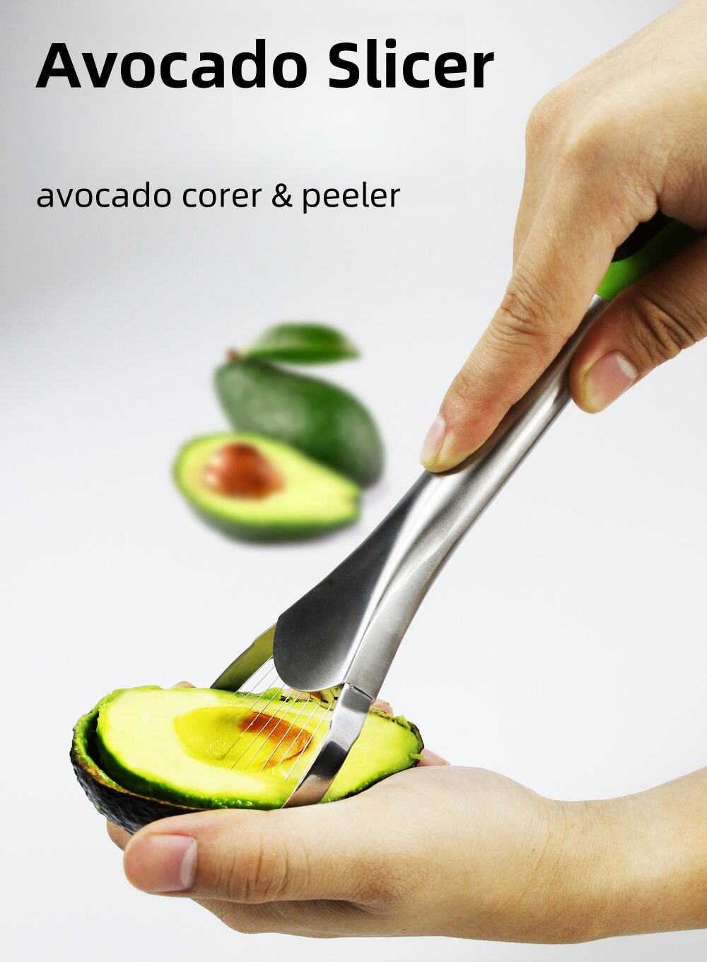 product wholesale kitchen gadgets avocado slicer stainless steel avocado corer  peeler pitaya avocado watermelon slicer and pitter tool-31