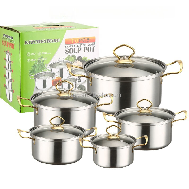 Hot Selling Stainless Steel Non-Stick Cookware Set With Glass Cover Lid Soup Pot Stew Pot-Modern Smokeless Kitchen Accessory manufacture