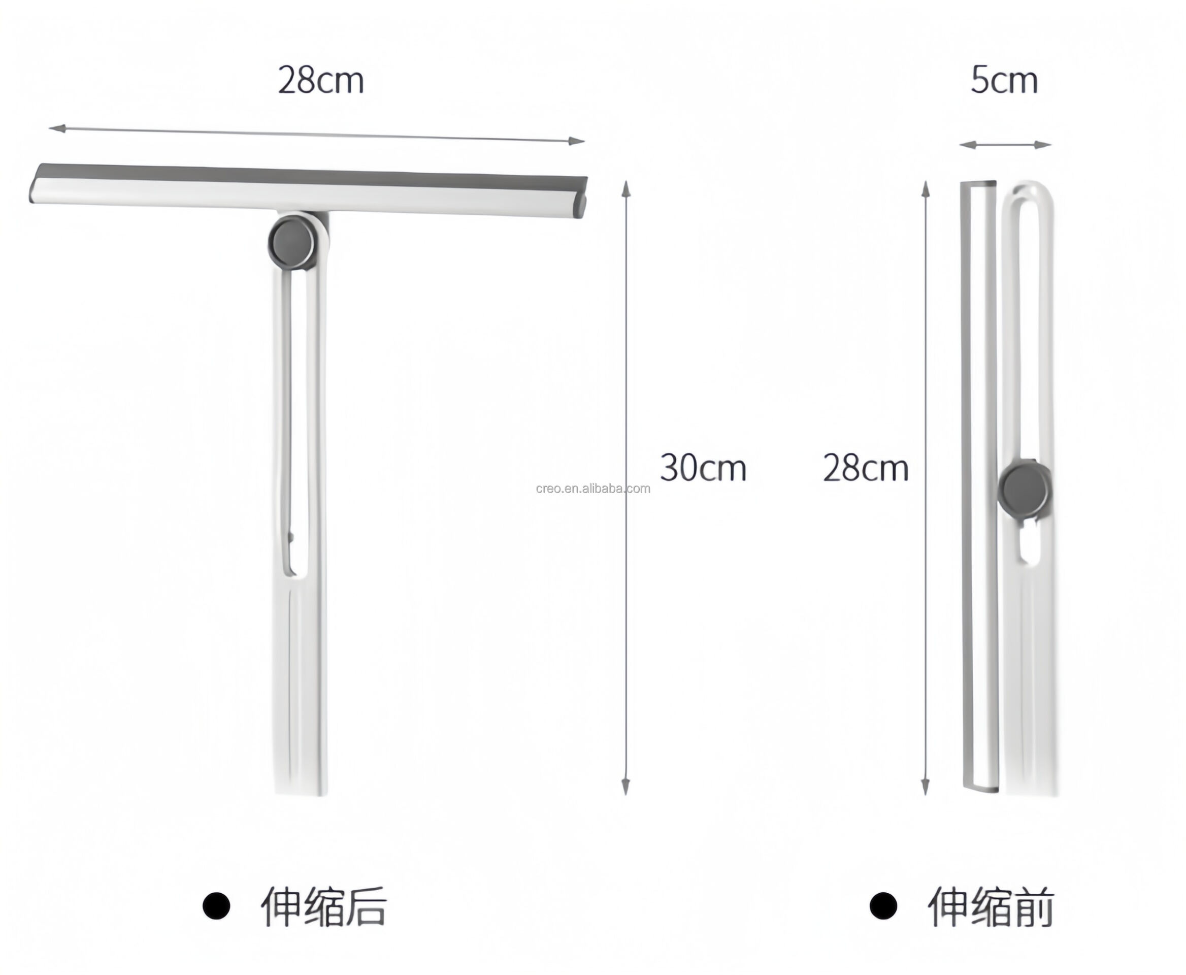 Upgraded 360 Degree Rotating Plastic Window Squeegee T-Shape Glass Wiper with Folding Storage TPR Long Handle factory