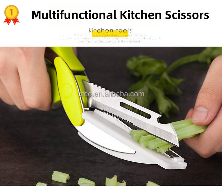 Detachable 6-in-1 Kitchen Scissors with Cutting Board Fruit Vegetable Meat Cutter Bottle Opener Fish Scale Scraper Food Shears factory