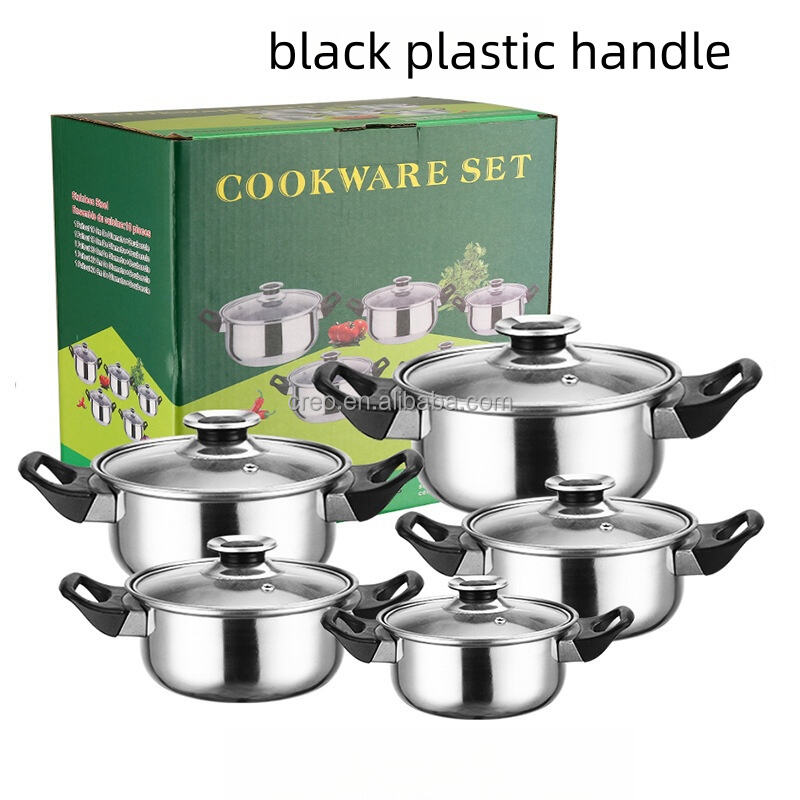 Hot Selling Stainless Steel Non-Stick Cookware Set With Glass Cover Lid Soup Pot Stew Pot-Modern Smokeless Kitchen Accessory details