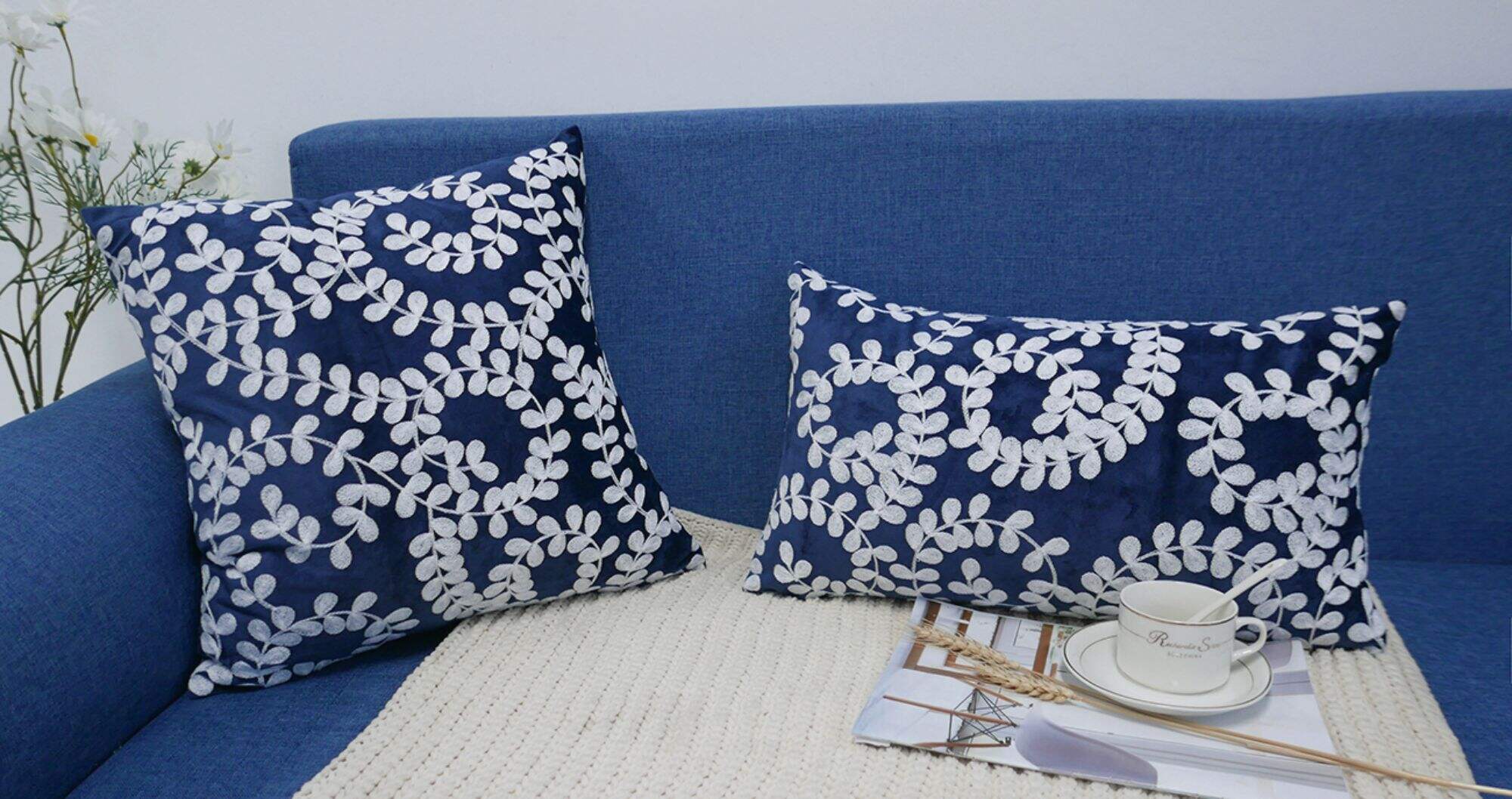 Embroidered cushion cover