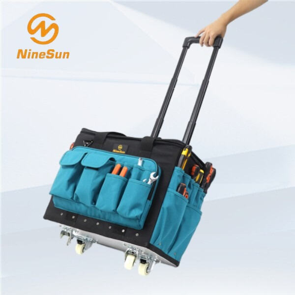 Poruszaj się po dowolnej powierzchni bez problemu dzięki gładko obracającym się kołom w torbie na narzędzia.