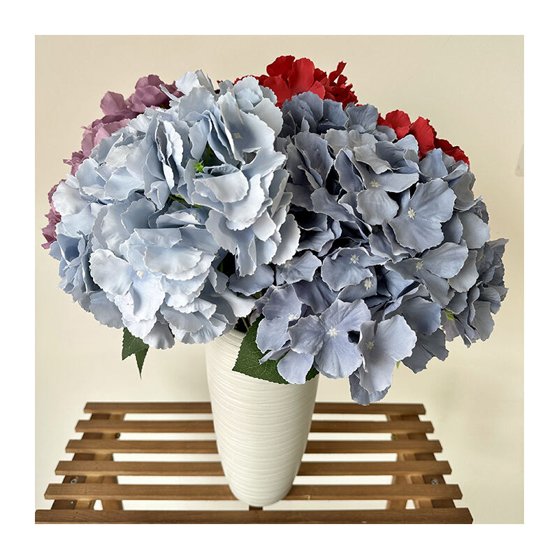 High quality Faux TIANYUAN 5 Fork Large Petal Hydrangea Artificial Real Touch Hydrangea flower Home Wedding Decoration details