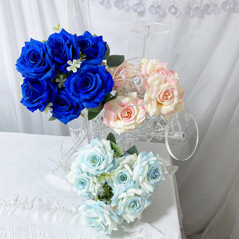 Artificial flowers home wedding decoration Mei Kai 7 head large horn rose supplier