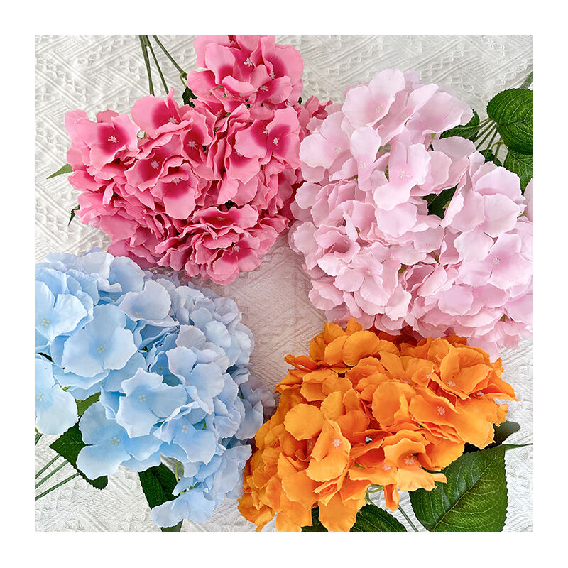 High quality Faux TIANYUAN 5 Fork Large Petal Hydrangea Artificial Real Touch Hydrangea flower Home Wedding Decoration factory