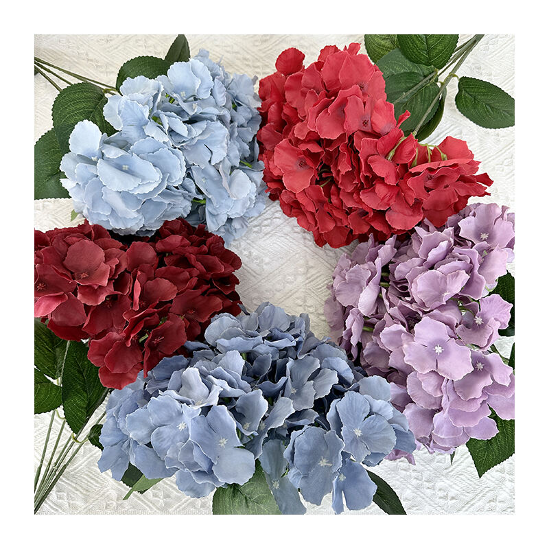 High quality Faux TIANYUAN 5 Fork Large Petal Hydrangea Artificial Real Touch Hydrangea flower Home Wedding Decoration supplier