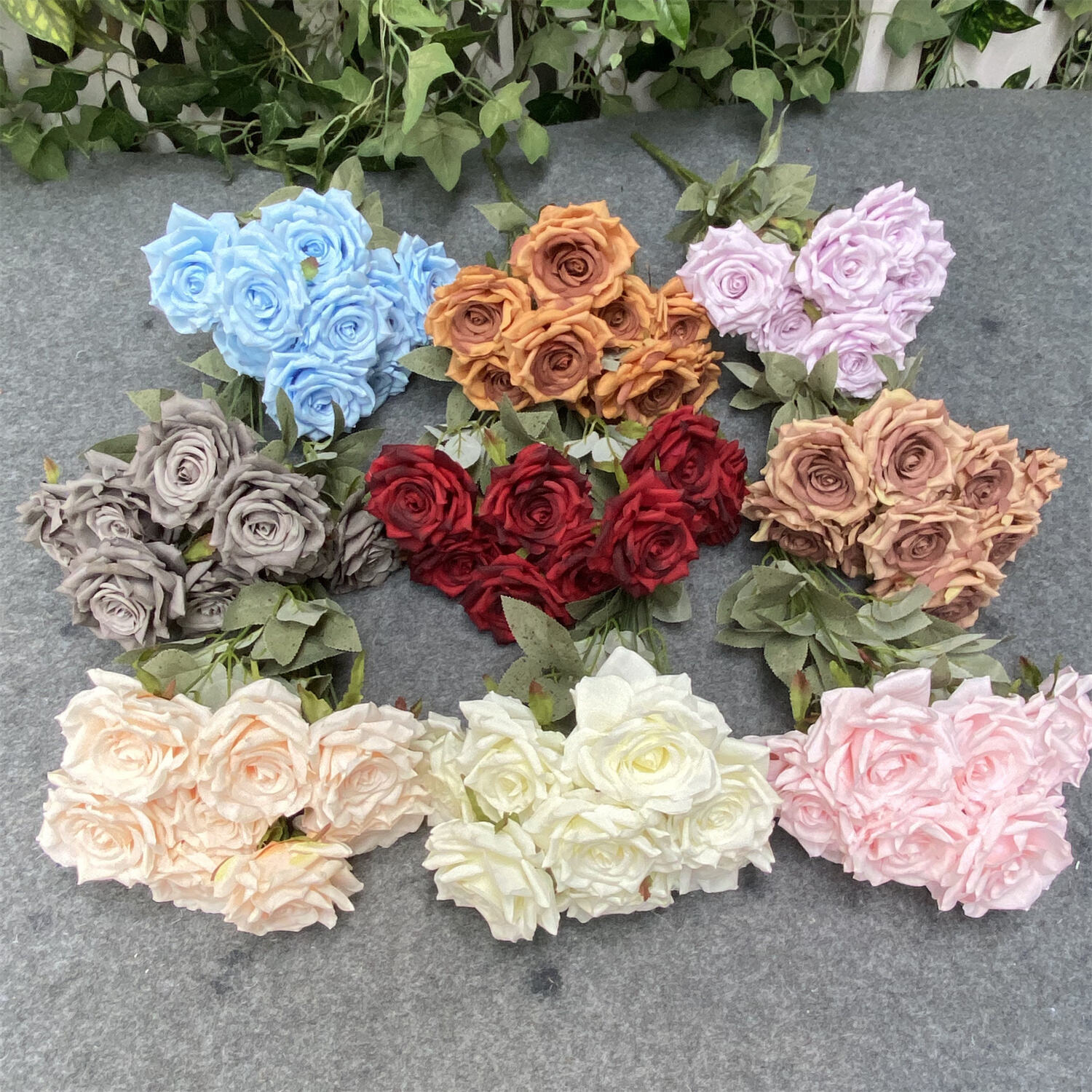 product best selling 9 head diamond rose artificial flower rose for wedding decoration-51