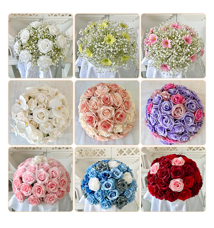 Q207 Hot Sale Wedding Centerpieces Flower ball customizable 40cm/60cm/80cm artificial center piece flower ball Party Home Decor factory