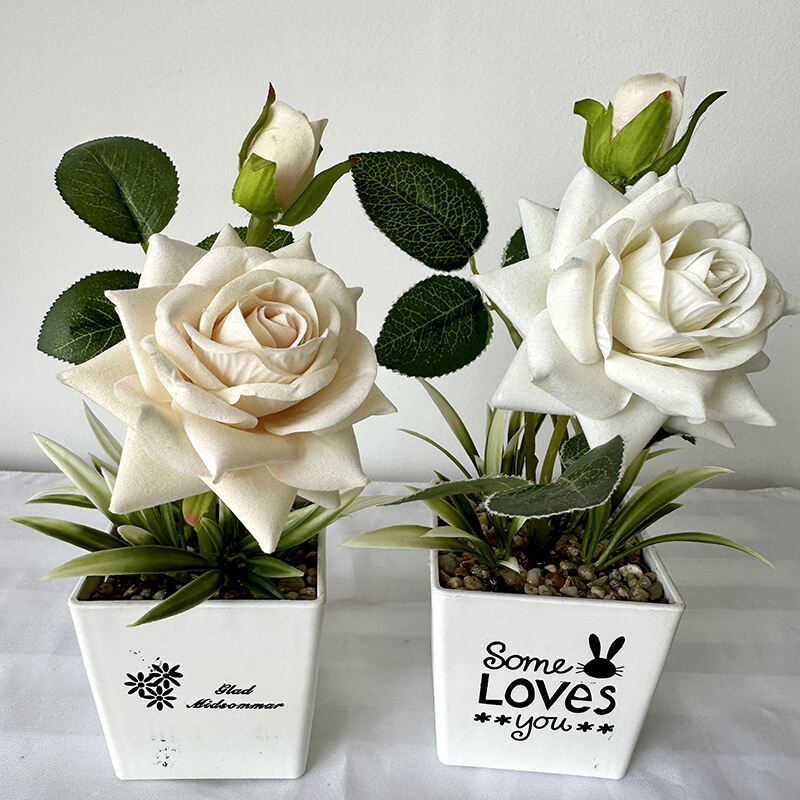 Environmntal Friendly Artificial Rose Flowers Potted Plants Colorful Flower Pot for Indoor Outdoor Decoration supplier