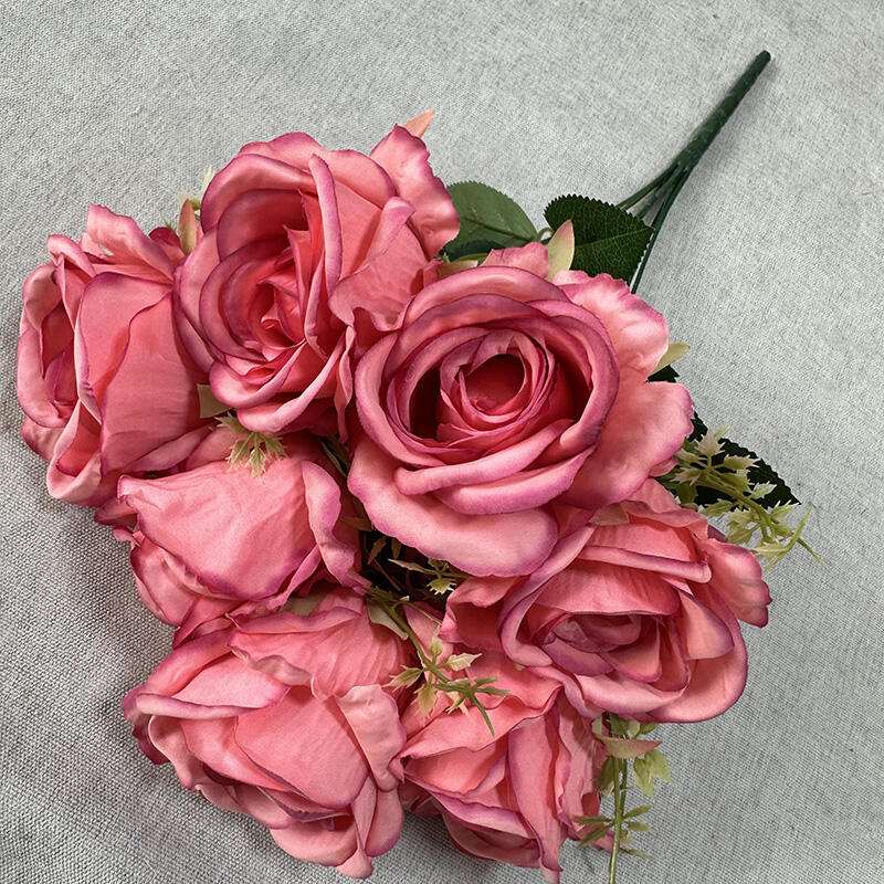 product 2024 light purple high quality silk artificial flowers 7 heads fragrant roses bunch for wedding and new year decoration-57