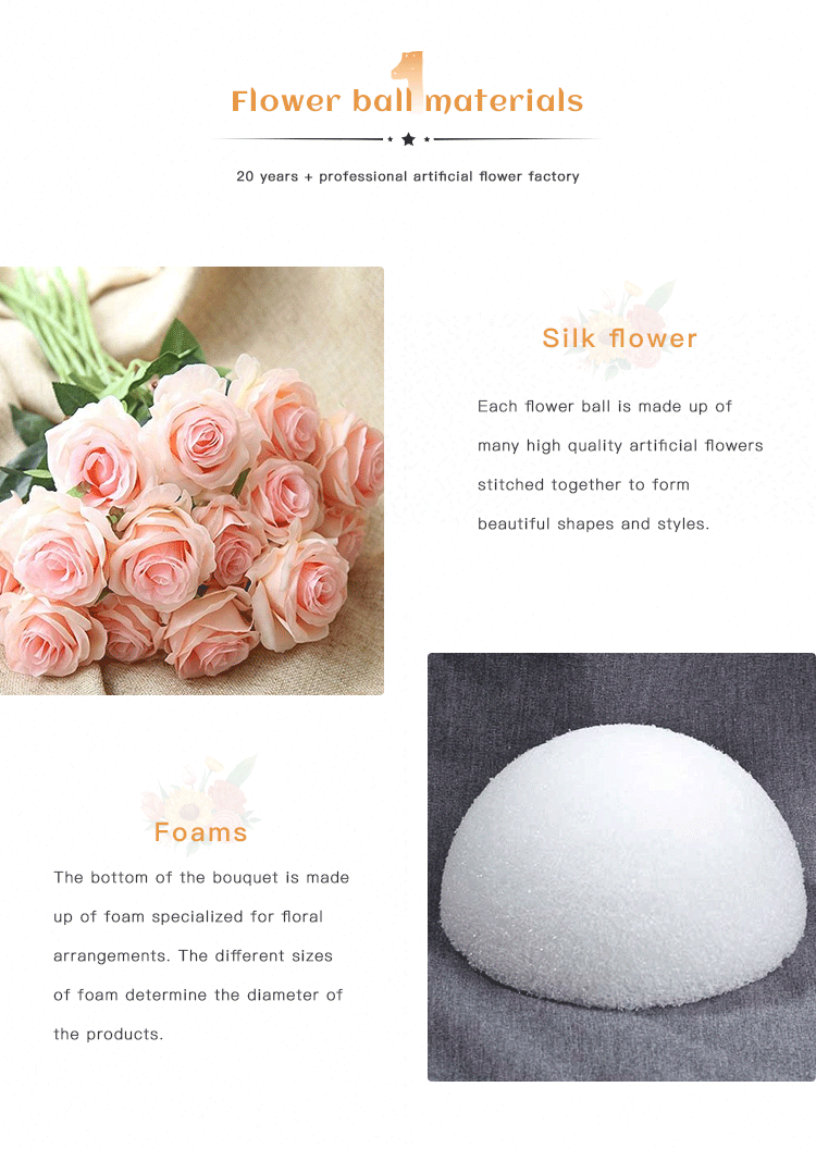 Q207 Hot Sale Wedding Centerpieces Flower ball customizable 40cm/60cm/80cm artificial center piece flower ball Party Home Decor details