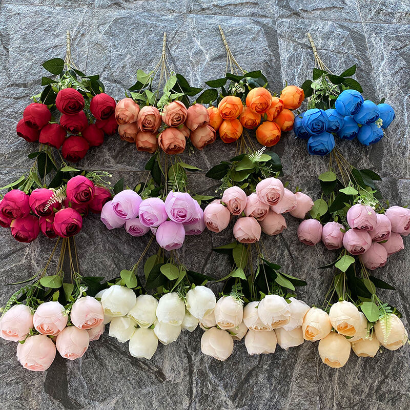 product competitive price 9 head new xiuli tea bud artificial flower rose for wedding dekoration-60