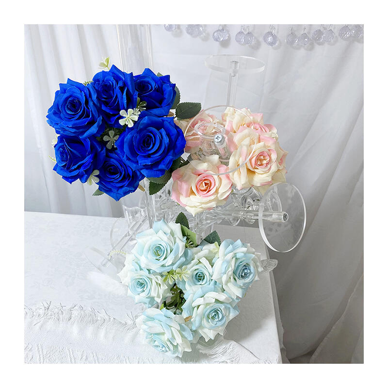 Artificial flowers home wedding decoration Mei Kai 7 head large horn rose details