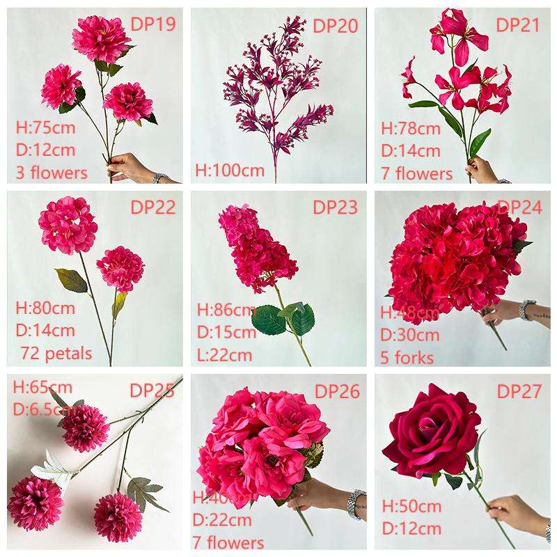 produit multicolore rose foncé fleurs artificielles hortensia simple pour décoration de mariage-53