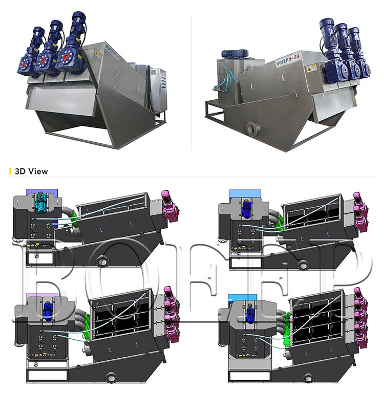 environmental machinery papermaking mill wastewater screw press sludge dewatering machine inlet moisture content 95%-99% details