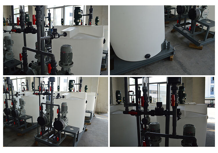 industrial manual ingredients dosing machine system with pump of chemical powder and liquid flocculator for wastewater treatment manufacture