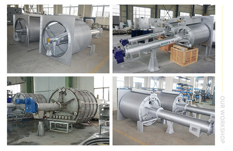 inclined mechanical stainless steel sus316/304 rotary trommel drum trash spiral screen filter machine in wastewater channel manufacture