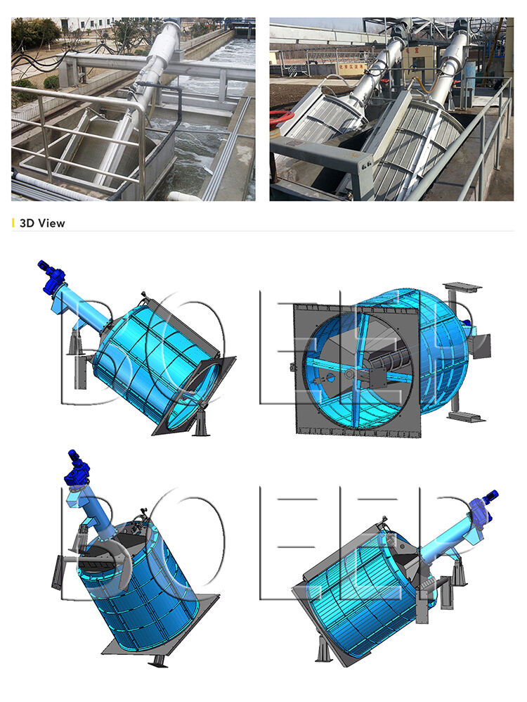 inclined mechanical stainless steel sus316/304 rotary trommel drum trash spiral screen filter machine in wastewater channel factory