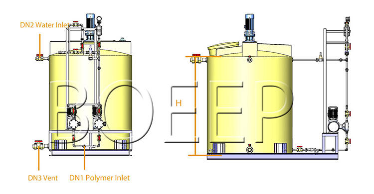 industrial manual ingredients dosing machine system with pump of chemical powder and liquid flocculator for wastewater treatment factory