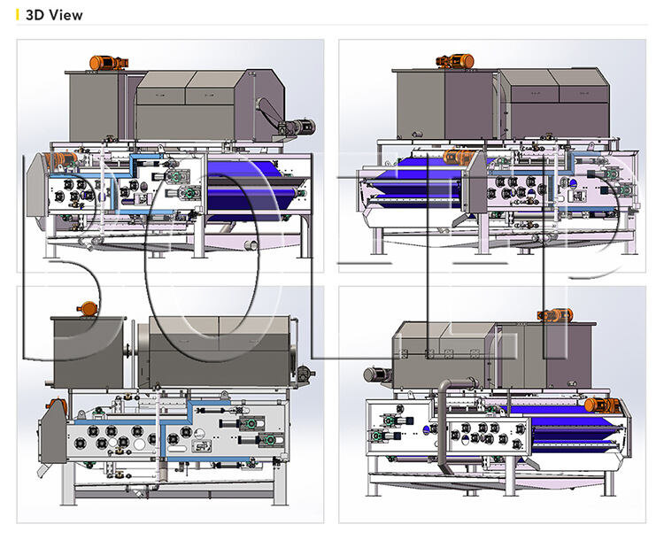 Automatic SS304 316 sludge treatment process thickening dewatering rotary drum belt filter press equipment manufacturers supplier