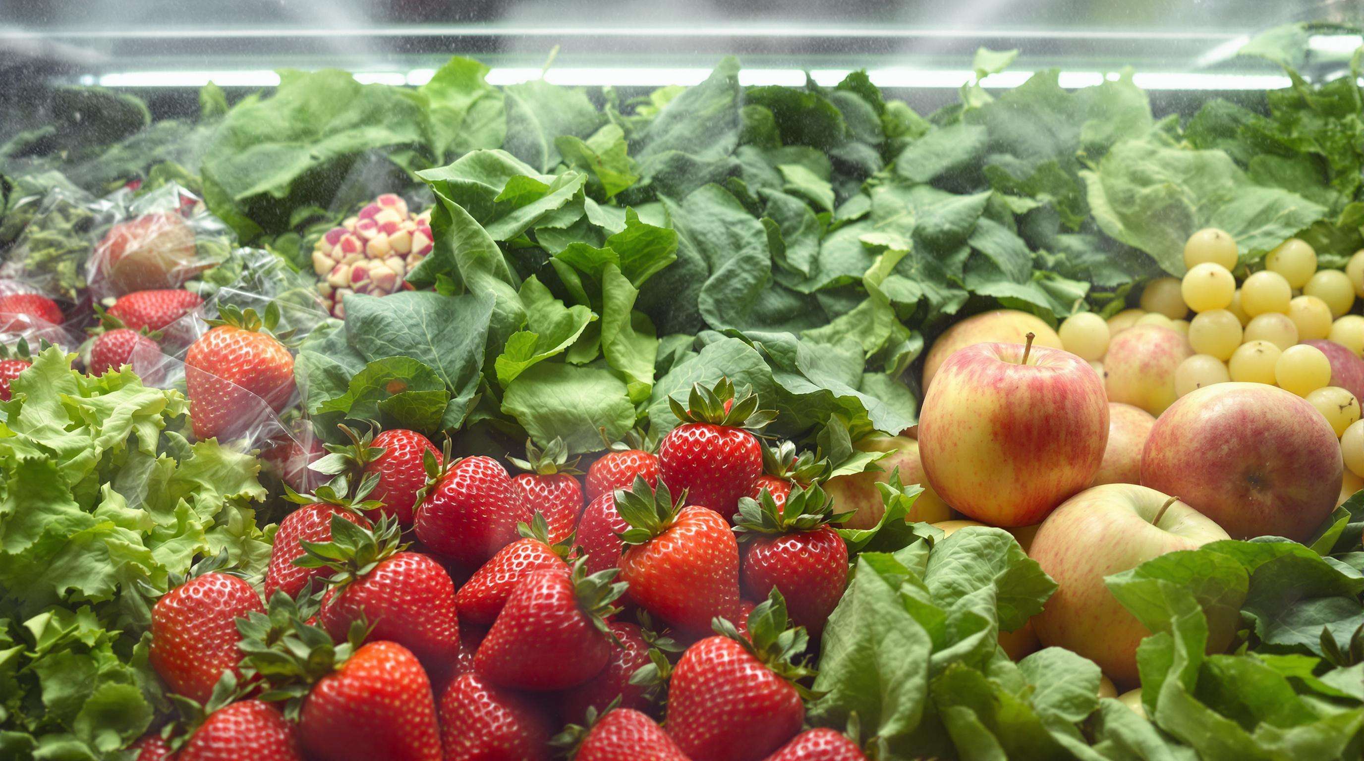 Fresh produce in cold storage looking clean and vibrant after ozone treatment