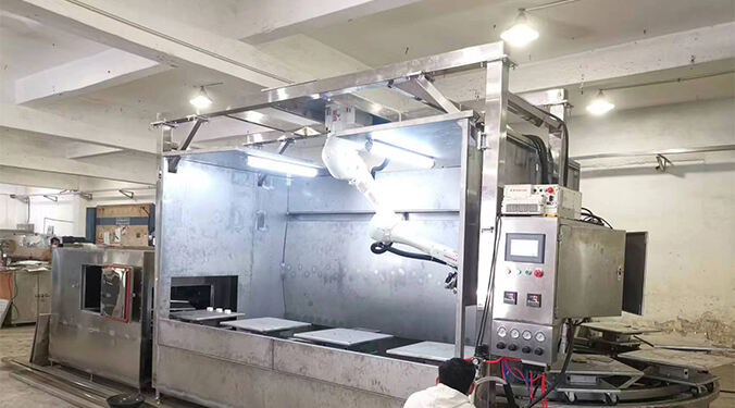 Maylasian asiakas Robot Spray Paint Line keraamisten lohkojen ruiskuttamiseen