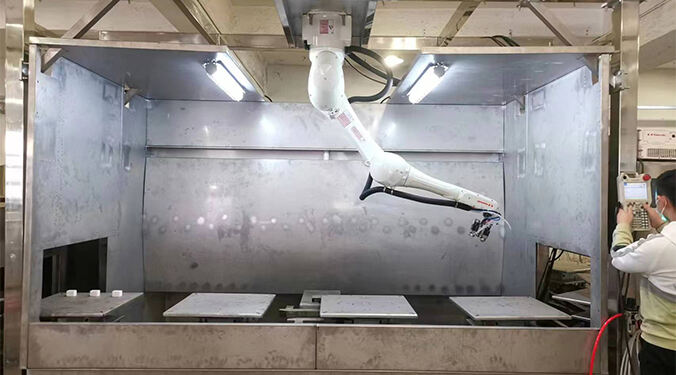 Pelanggan Maylasia Robot Spray Paint Line untuk Penyemprotan blok Keramik