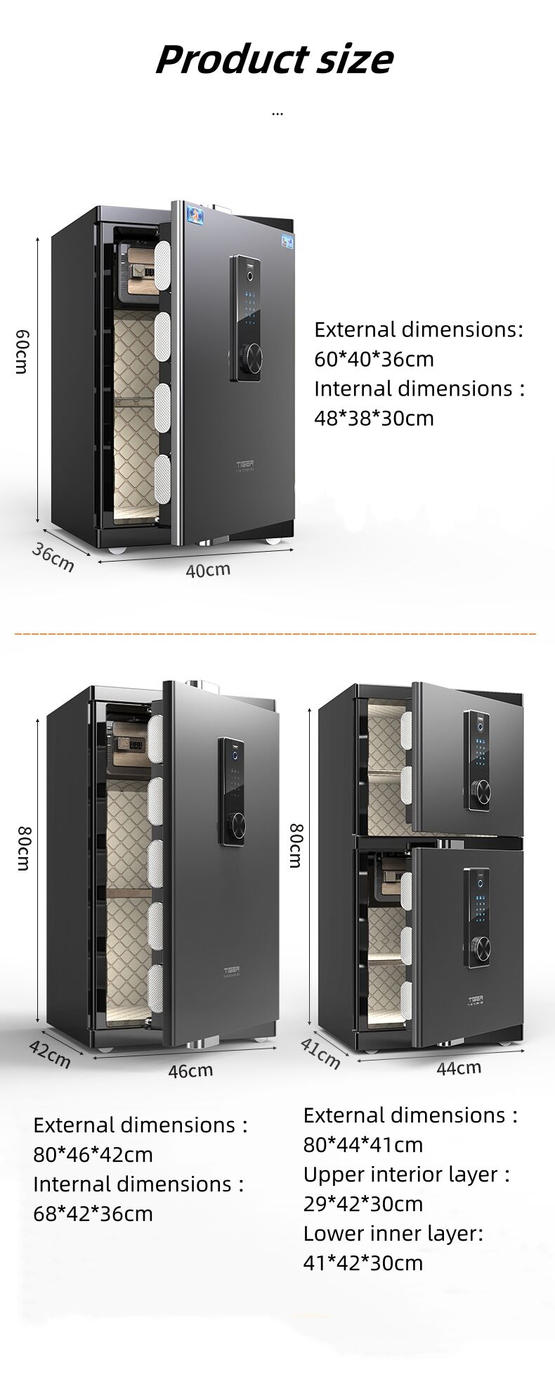 Tiger brand home office large safe fingerprint password security safe details