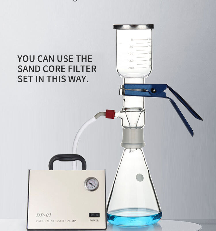 product solvent filtration apparatus glass sand core vacuum filter unit device with filter cup 300 ml receive bottle 250 500 1000 ml-5